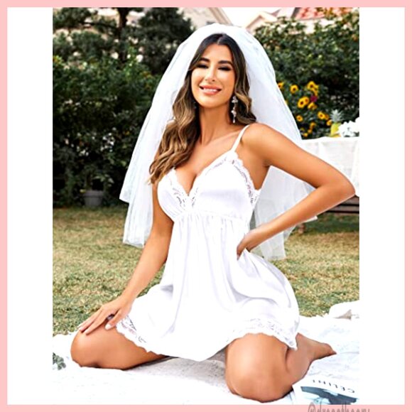 Satin Lace Chemise Nightgown V-Neck Sleepwear Adjustable Straps Size S - Picture 3 of 7